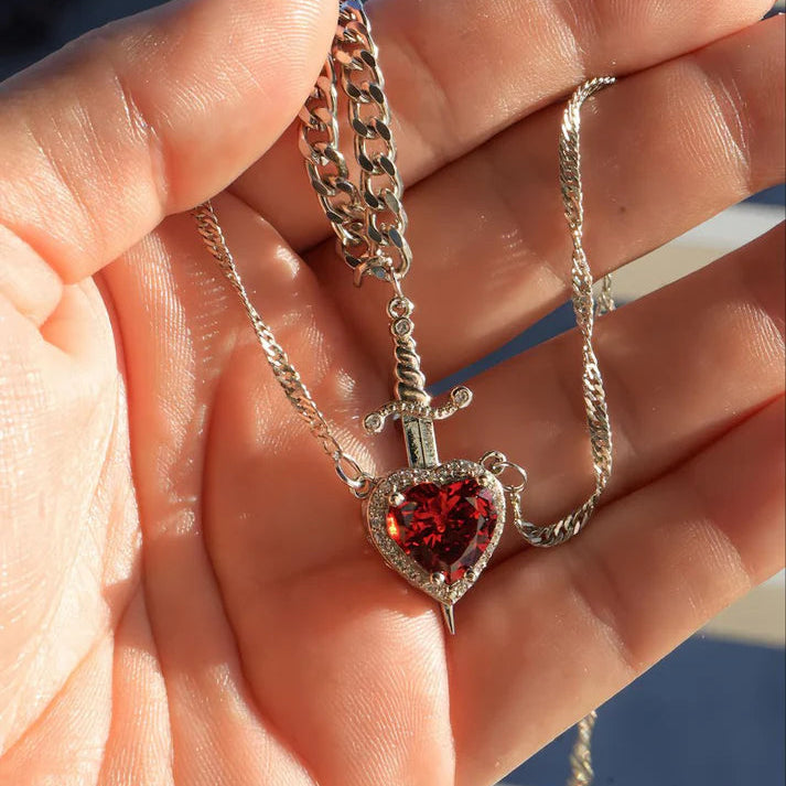 Heart and Sword Necklace