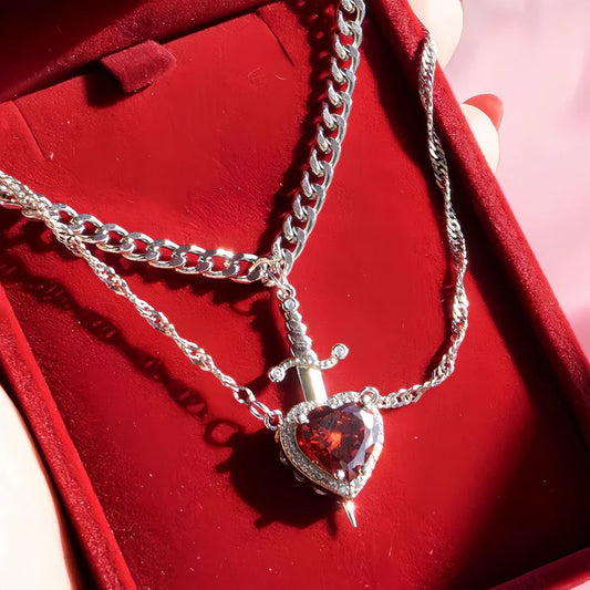 Heart and Sword Necklace